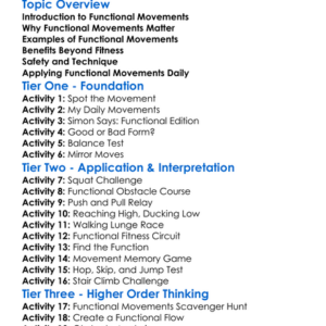 Functional Movements Worksheet Activity Booklet