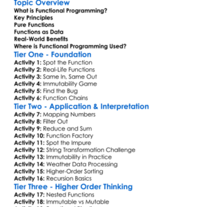 Functional Programming Worksheet Activity Booklet
