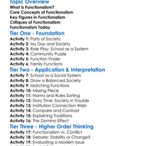 Functionalism Theory Worksheet Activity Booklet