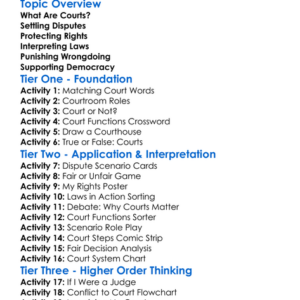 Functions Of Courts Worksheet Activity Booklet