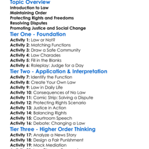 Functions Of Law Worksheet Activity Booklet