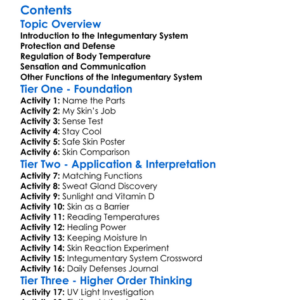 Functions Of The Integumentary System Worksheet Activity Booklet
