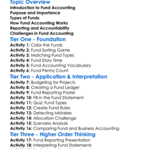 Fund Accounting Worksheet Activity Booklet