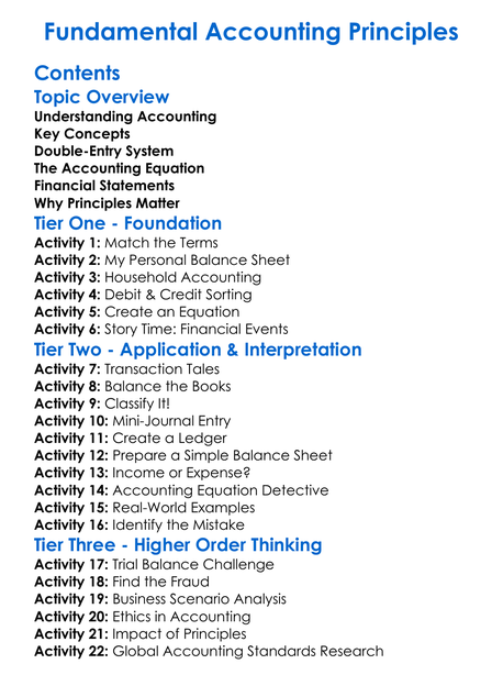 Fundamental Accounting Principles Worksheet Activity Booklet