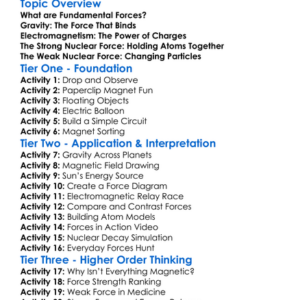 Fundamental Forces Worksheet Activity Booklet