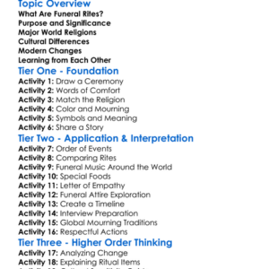 Funeral Rites In Different Religions Worksheet Activity Booklet