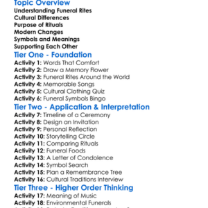 Funeral Rites Worksheet Activity Booklet