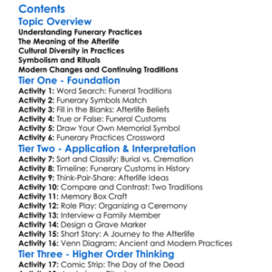 Funerary Practices And Beliefs About The Afterlife Worksheet Activity Booklet
