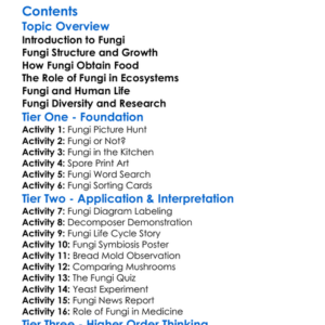 Fungi Characteristics And Importance Worksheet Activity Booklet