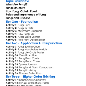 Fungi Characteristics And Roles Worksheet Activity Booklet
