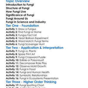 Fungi Structure And Significance Worksheet Activity Booklet
