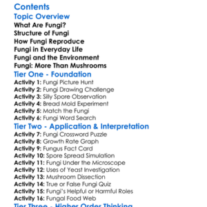 Fungi Structure Reproduction And Uses Worksheet Activity Booklet