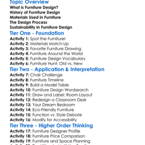 Furniture Design Worksheet Activity Booklet
