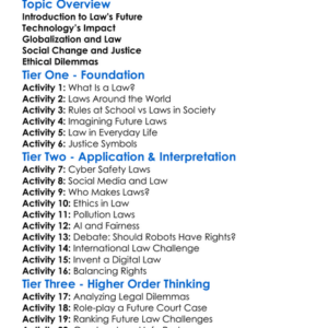 Future Challenges For Law Worksheet Activity Booklet