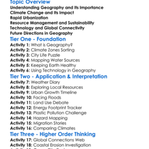 Future Challenges In Geography Worksheet Activity Booklet