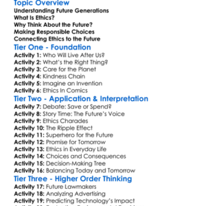 Future Generations And Ethics Worksheet Activity Booklet