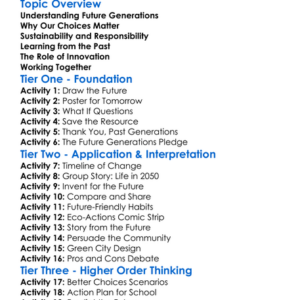 Future Generations Worksheet Activity Booklet