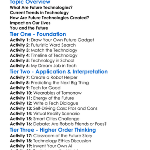 Future Technologies Worksheet Activity Booklet