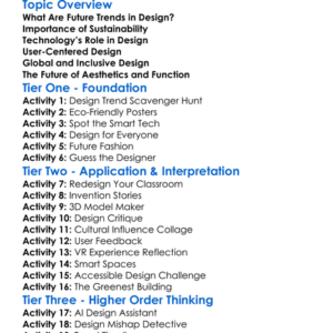 Future Trends In Design Worksheet Activity Booklet