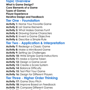 Game Design Concepts Worksheet Activity Booklet