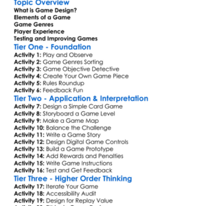 Game Design Worksheet Activity Booklet