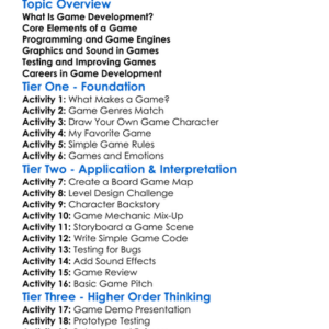 Game Development Fundamentals Worksheet Activity Booklet