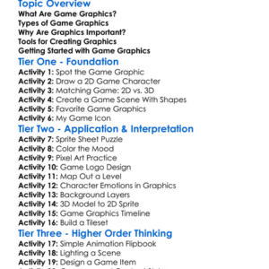 Game Graphics Basics Worksheet Activity Booklet