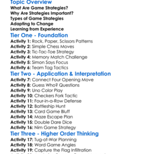 Game Strategies Worksheet Activity Booklet
