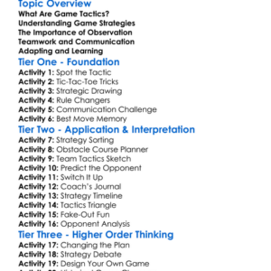 Game Tactics And Strategies Worksheet Activity Booklet