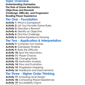 Gameplay Analysis Worksheet Activity Booklet