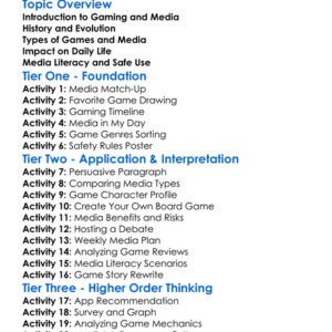 Gaming And Media Worksheet Activity Booklet