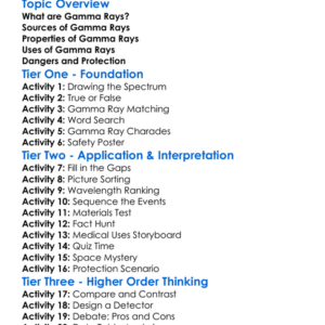Gamma Rays Worksheet Activity Booklet
