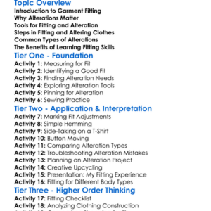 Garment Fitting And Alteration Worksheet Activity Booklet