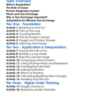Gas Exchange And Respiration Worksheet Activity Booklet