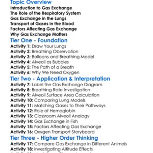 Gas Exchange And Transport Worksheet Activity Booklet