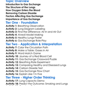 Gas Exchange In The Lungs Worksheet Activity Booklet