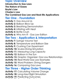 Gas Laws Worksheet Activity Booklet