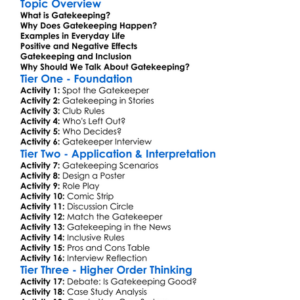 Gatekeeping Worksheet Activity Booklet