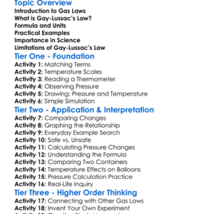Gay-Lussacs Law Worksheet Activity Booklet