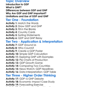 Gdp And Gnp Worksheet Activity Booklet
