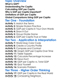 Gdp Per Capita Worksheet Activity Booklet
