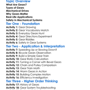 Gears And Mechanical Drives Worksheet Activity Booklet