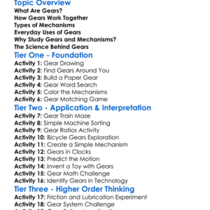 Gears And Mechanisms Worksheet Activity Booklet