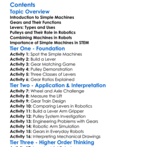 Gears Levers And Pulleys In Robotics Worksheet Activity Booklet