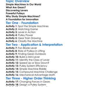 Gears Levers And Pulleys Worksheet Activity Booklet