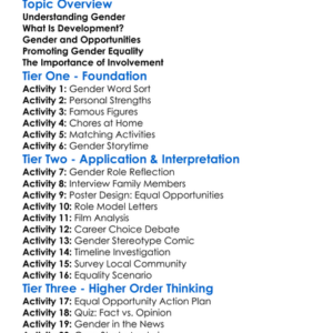 Gender And Development Worksheet Activity Booklet