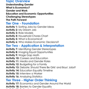 Gender And Economics Worksheet Activity Booklet