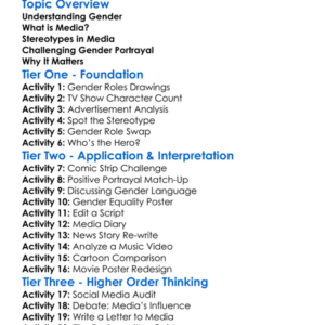 Gender And Media Portrayal Worksheet Activity Booklet