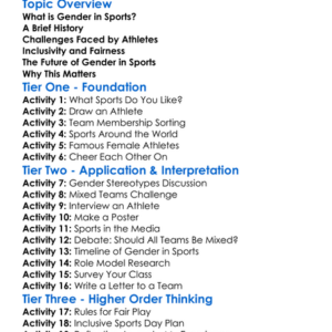 Gender And Sports Worksheet Activity Booklet
