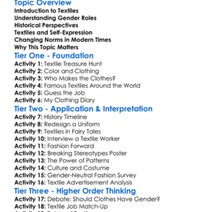Gender And Textiles Worksheet Activity Booklet